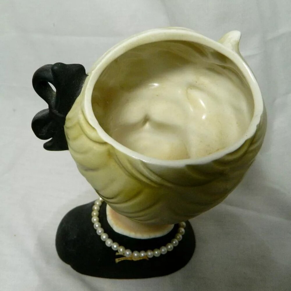 Napcoware 8496 Headvase Head Vase Blonde Wearing Black with Pearls! - Picture 7 of 10